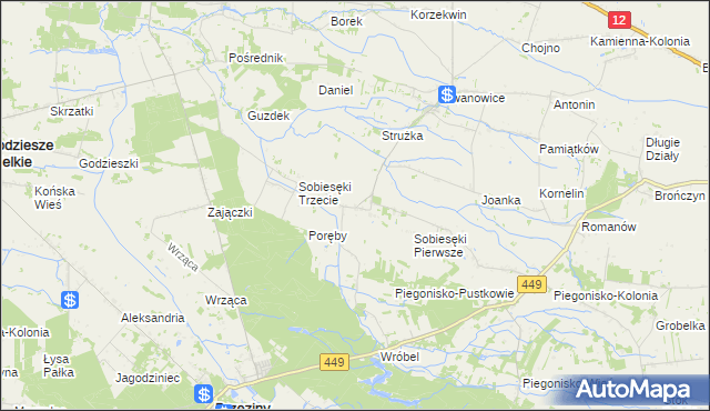 mapa Sobiesęki Drugie, Sobiesęki Drugie na mapie Targeo