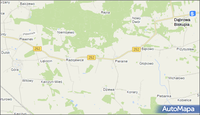 mapa Sobiesiernie gmina Dąbrowa Biskupia, Sobiesiernie gmina Dąbrowa Biskupia na mapie Targeo