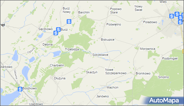 mapa Sokołowice gmina Przemęt, Sokołowice gmina Przemęt na mapie Targeo