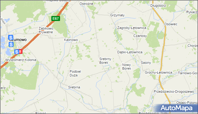 mapa Srebrny Borek, Srebrny Borek na mapie Targeo