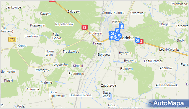 mapa Stacja Poddębice, Stacja Poddębice na mapie Targeo