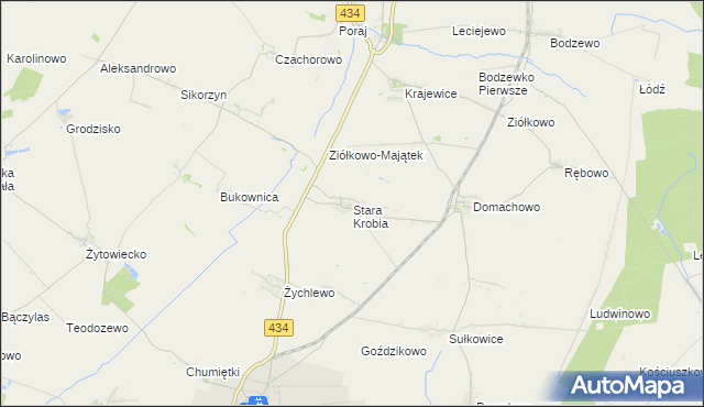 mapa Stara Krobia, Stara Krobia na mapie Targeo