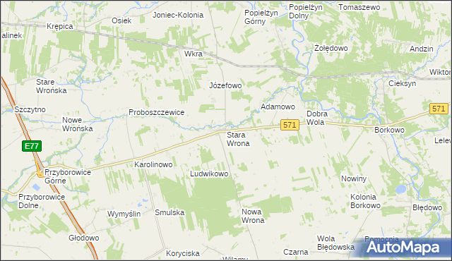 mapa Stara Wrona, Stara Wrona na mapie Targeo