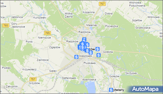 mapa Staszów, Staszów na mapie Targeo