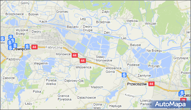mapa Stawy Monowskie, Stawy Monowskie na mapie Targeo