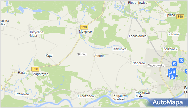 mapa Stobno gmina Wołów, Stobno gmina Wołów na mapie Targeo