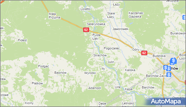 mapa Strachów gmina Jadów, Strachów gmina Jadów na mapie Targeo