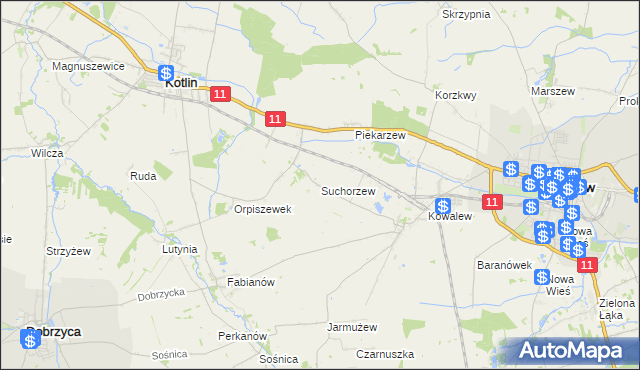 mapa Suchorzew, Suchorzew na mapie Targeo