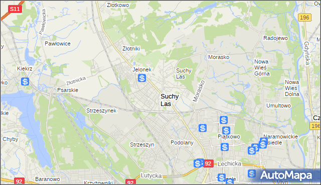 mapa Suchy Las powiat poznański, Suchy Las powiat poznański na mapie Targeo