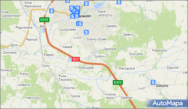 mapa Sulbiny, Sulbiny na mapie Targeo