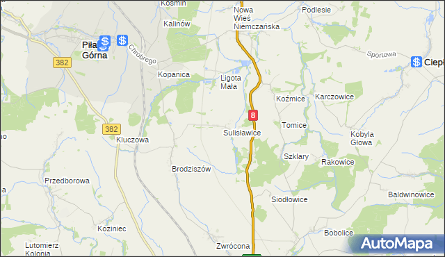 mapa Sulisławice gmina Ząbkowice Śląskie, Sulisławice gmina Ząbkowice Śląskie na mapie Targeo