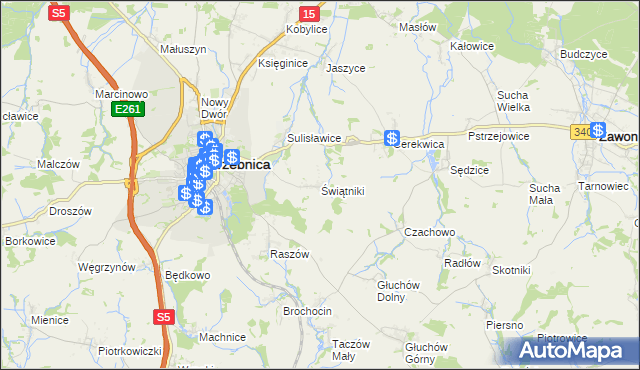 mapa Świątniki gmina Trzebnica, Świątniki gmina Trzebnica na mapie Targeo