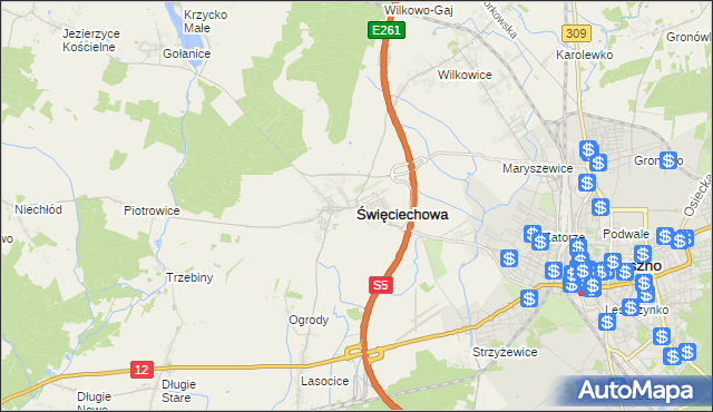 mapa Święciechowa, Święciechowa na mapie Targeo