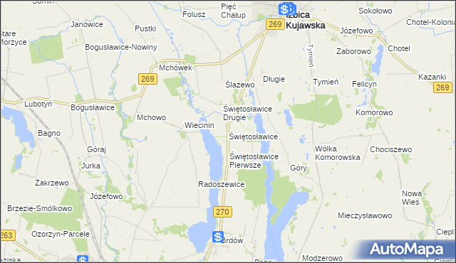 mapa Świętosławice, Świętosławice na mapie Targeo