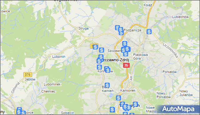 mapa Szczawno-Zdrój, Szczawno-Zdrój na mapie Targeo