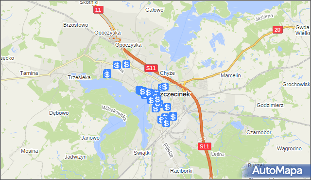 mapa Szczecinek, Szczecinek na mapie Targeo