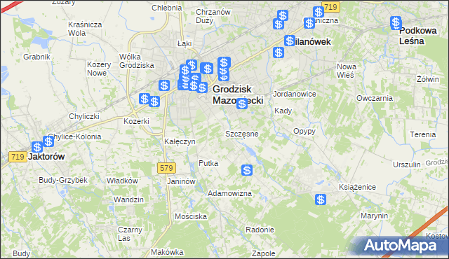 mapa Szczęsne gmina Grodzisk Mazowiecki, Szczęsne gmina Grodzisk Mazowiecki na mapie Targeo