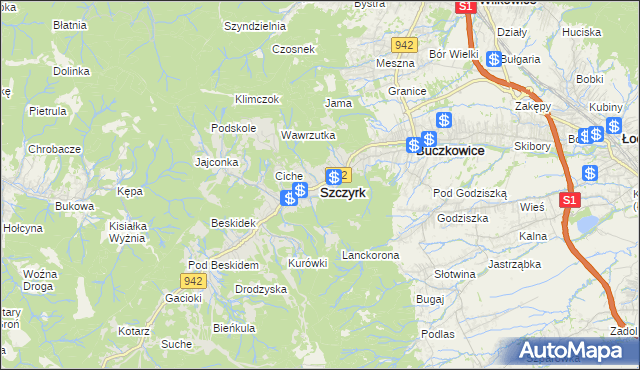 mapa Szczyrk, Szczyrk na mapie Targeo