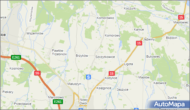 mapa Szczytkowice, Szczytkowice na mapie Targeo