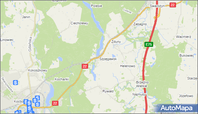 mapa Szpęgawsk, Szpęgawsk na mapie Targeo