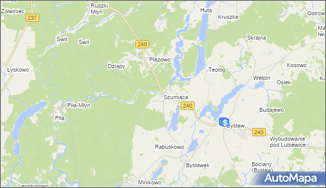 mapa Szumiąca gmina Lubiewo, Szumiąca gmina Lubiewo na mapie Targeo