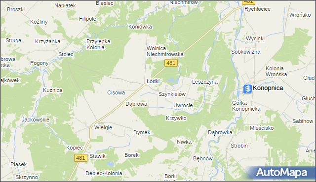 mapa Szynkielów, Szynkielów na mapie Targeo