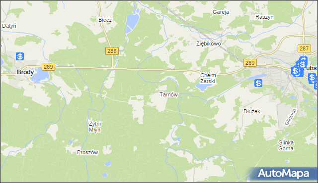 mapa Tarnów gmina Lubsko, Tarnów gmina Lubsko na mapie Targeo