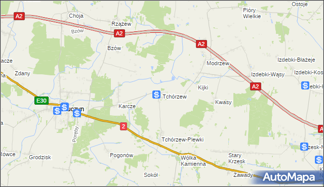 mapa Tchórzew gmina Zbuczyn, Tchórzew gmina Zbuczyn na mapie Targeo