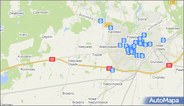 mapa Topole, Topole na mapie Targeo