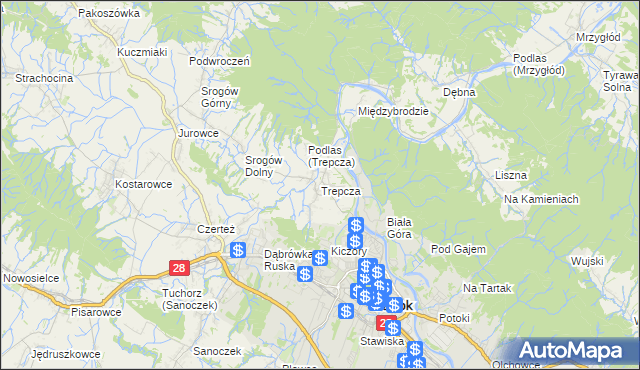 mapa Trepcza, Trepcza na mapie Targeo