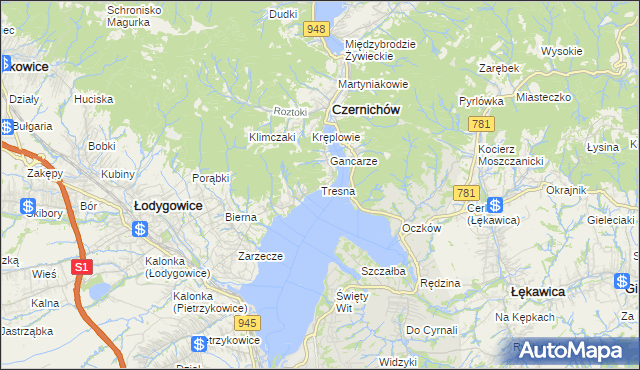 mapa Tresna, Tresna na mapie Targeo