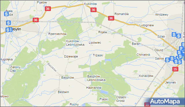 mapa Trzaski gmina Zduny, Trzaski gmina Zduny na mapie Targeo