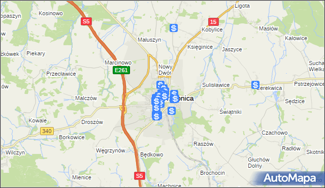 mapa Trzebnica, Trzebnica na mapie Targeo