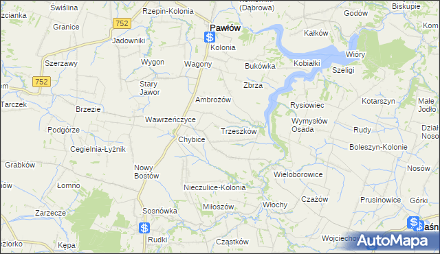 mapa Trzeszków, Trzeszków na mapie Targeo