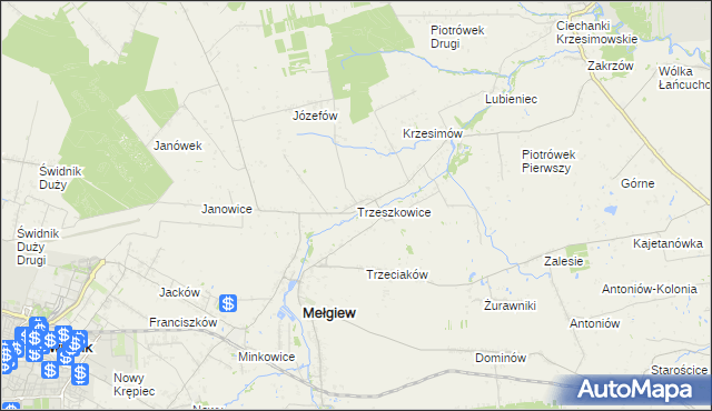 mapa Trzeszkowice, Trzeszkowice na mapie Targeo
