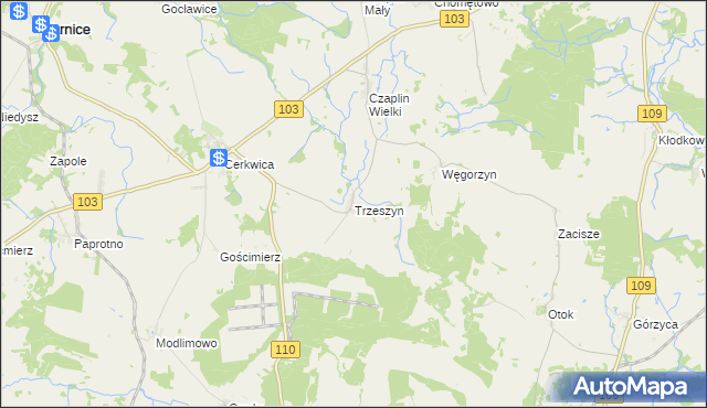 mapa Trzeszyn, Trzeszyn na mapie Targeo