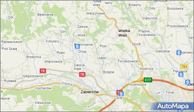 mapa Ujazd gmina Zabierzów, Ujazd gmina Zabierzów na mapie Targeo