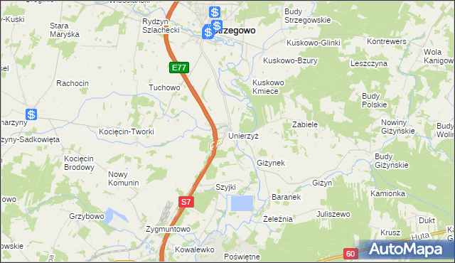 mapa Unierzyż, Unierzyż na mapie Targeo