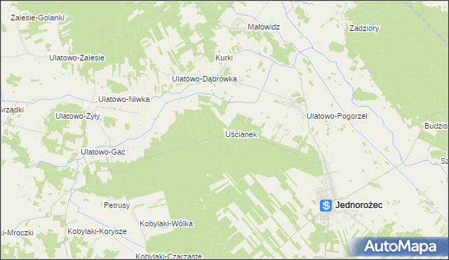 mapa Uścianek gmina Jednorożec, Uścianek gmina Jednorożec na mapie Targeo