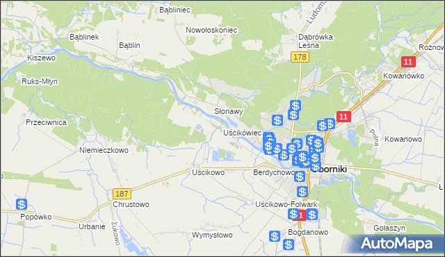 mapa Uścikówiec, Uścikówiec na mapie Targeo