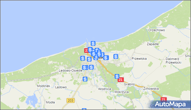 mapa Ustka, Ustka na mapie Targeo