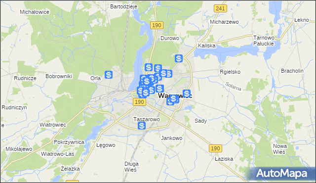 mapa Wągrowiec, Wągrowiec na mapie Targeo