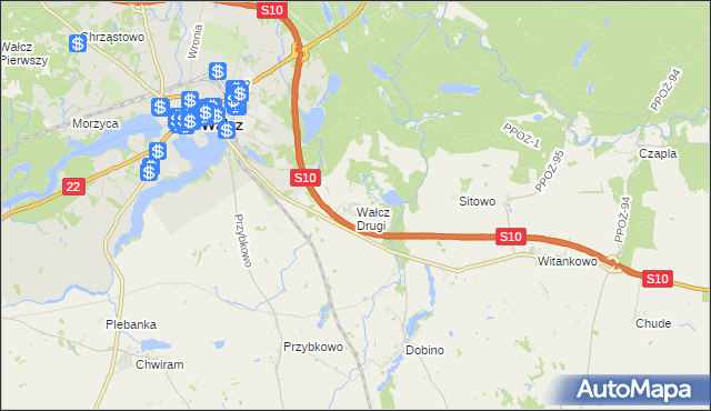 mapa Wałcz Drugi, Wałcz Drugi na mapie Targeo