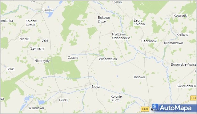 mapa Wiązownica gmina Radziłów, Wiązownica gmina Radziłów na mapie Targeo