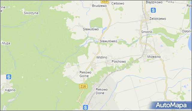 mapa Widlino gmina Puck, Widlino gmina Puck na mapie Targeo