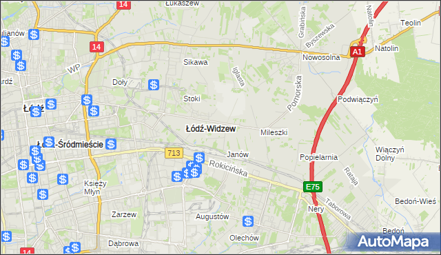 mapa Widzew, Widzew na mapie Targeo
