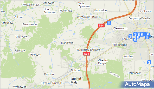 mapa Wincentów gmina Dobroń, Wincentów gmina Dobroń na mapie Targeo