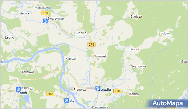 mapa Wirówek gmina Bojadła, Wirówek gmina Bojadła na mapie Targeo