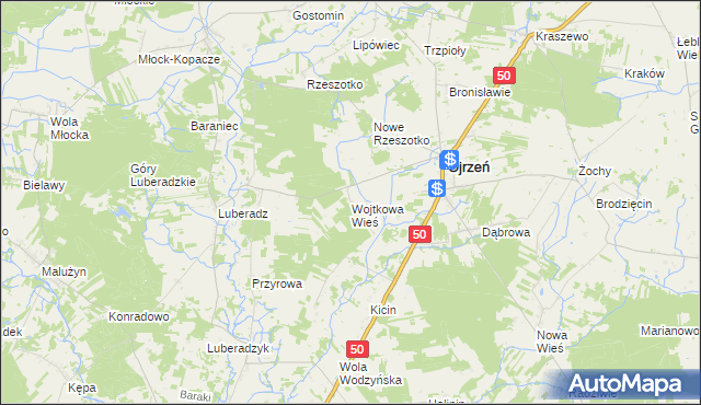 mapa Wojtkowa Wieś, Wojtkowa Wieś na mapie Targeo