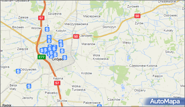 mapa Wola Krobowska, Wola Krobowska na mapie Targeo